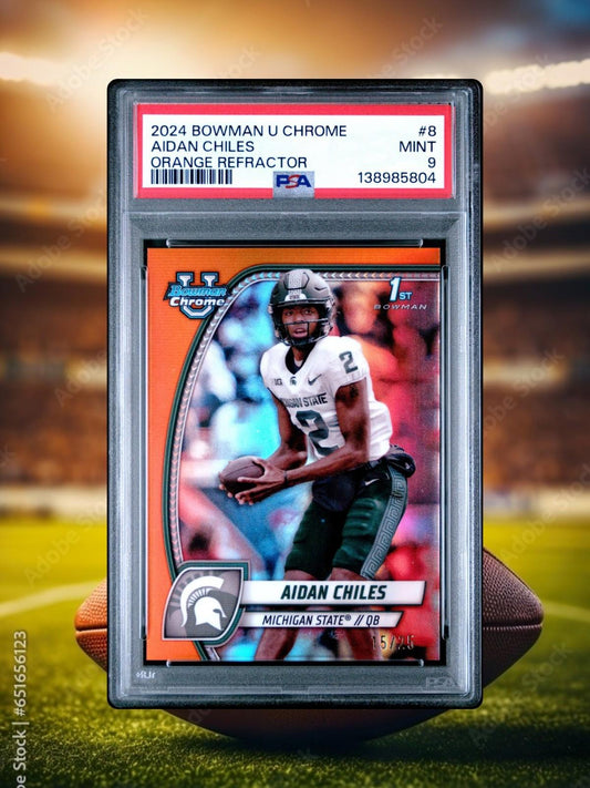 2024 Bowman Chrome University - Aidan Chiles #8 - Orange /25 - PSA 9