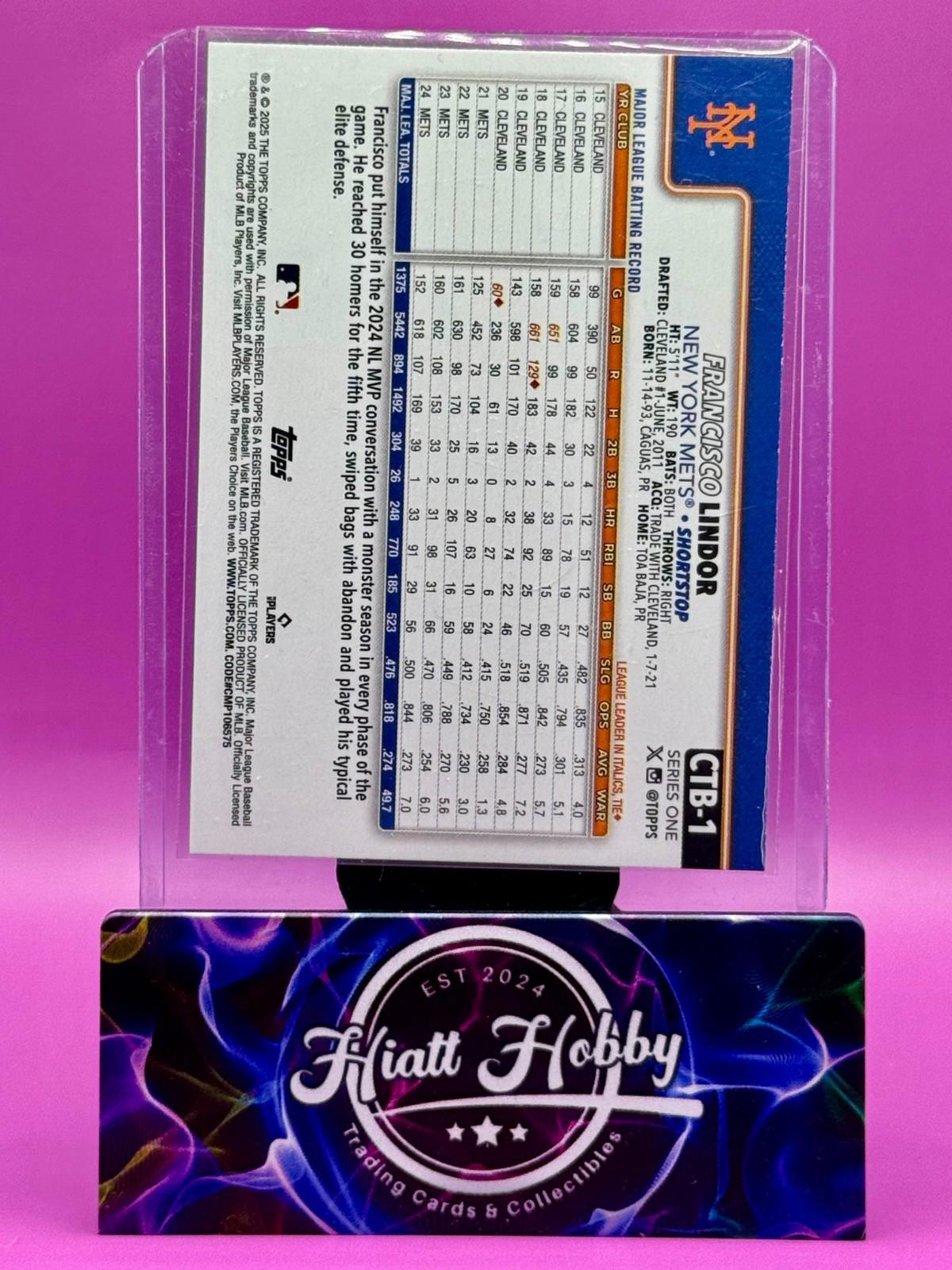 2025 Topps Flagship - Francisco Lindor #OTC-1 and #CTB-1 Lot of 2