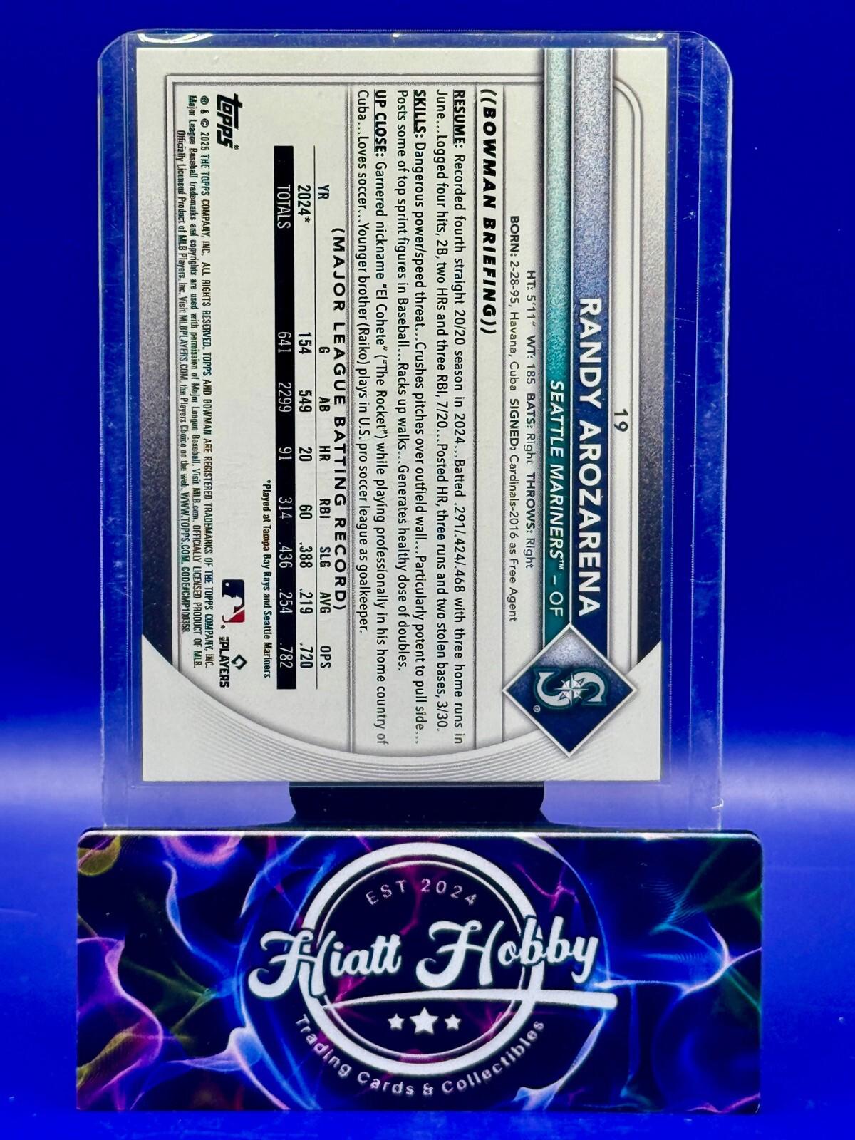 2025 Bowman - Randy Arozarena #19 - Blue Sky Border /499