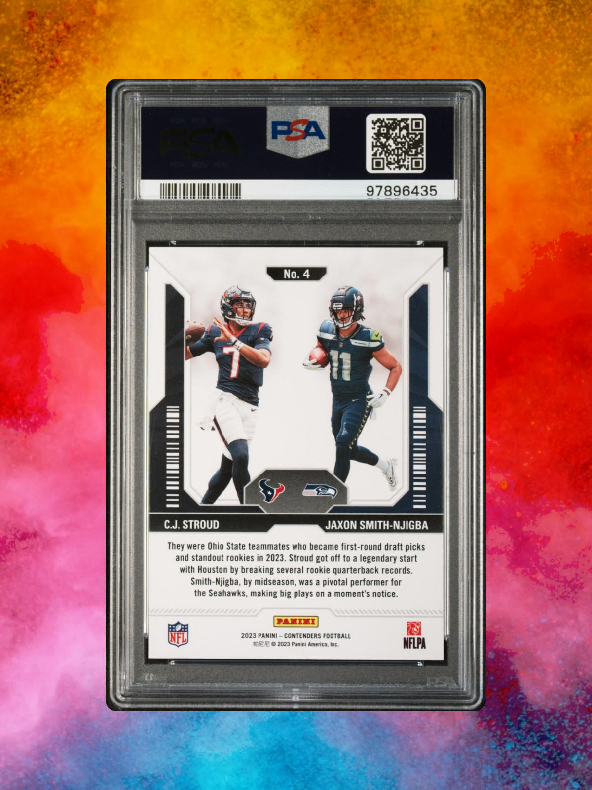 2023 Panini Contenders - Red Round Numbers #4 Stroud & Smith-Njigba (RC) PSA 8