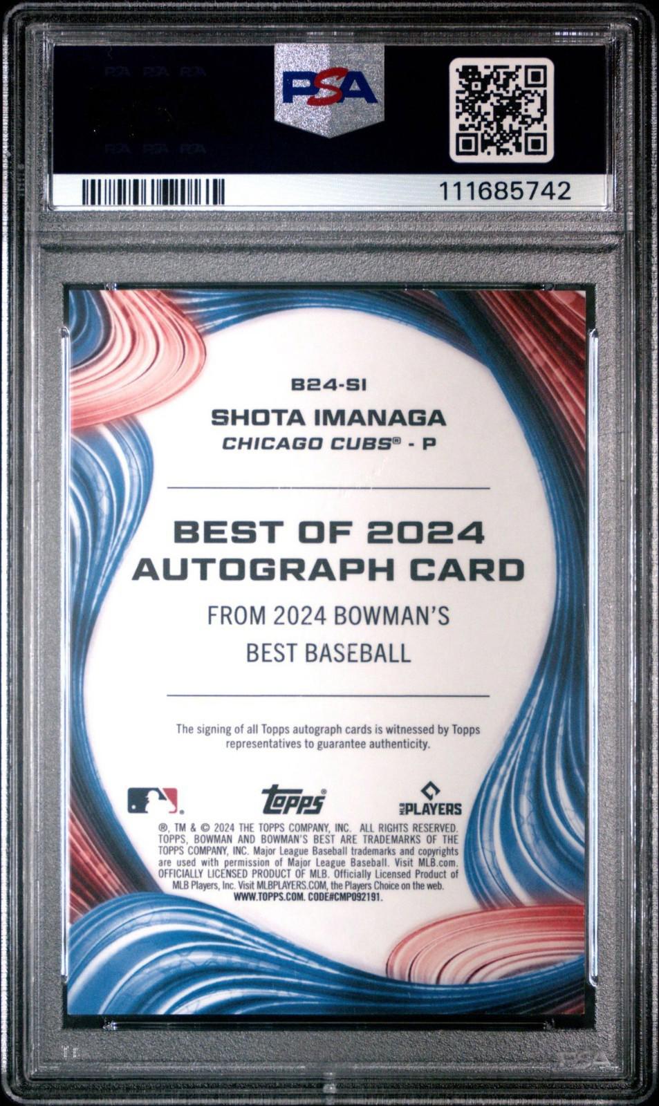 2024 Bowman's Best - Shota Imanaga #B24-SI - Gold Auto /50 (RC, AU) - PSA 9