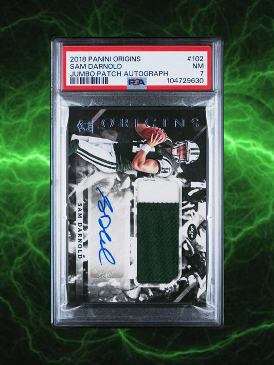 2018 Panini Origins - Rookie Jumbo Patch Auto Sam Darnold #102 PSA (AU, MEM, RC)