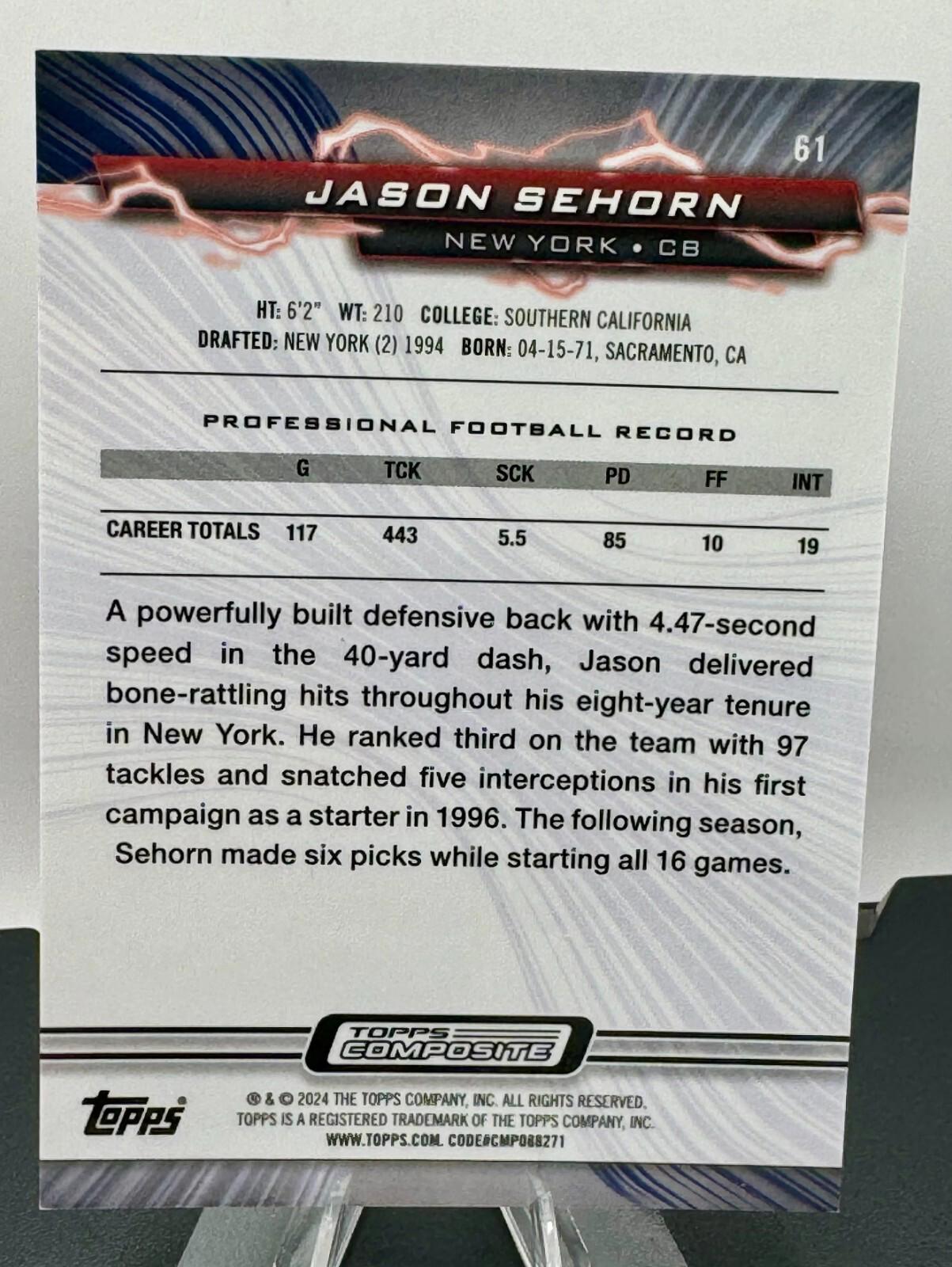 2023 Topps Composite - Resurgence Ruby Surge Refractor - Jason Sehorn #61 /199