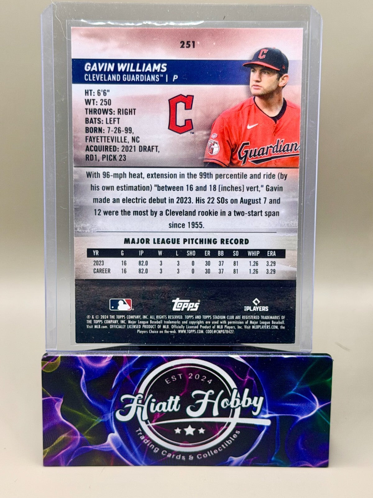 2024 Topps Stadium Club - #251 Gavin Williams - Gold Foil (RC)