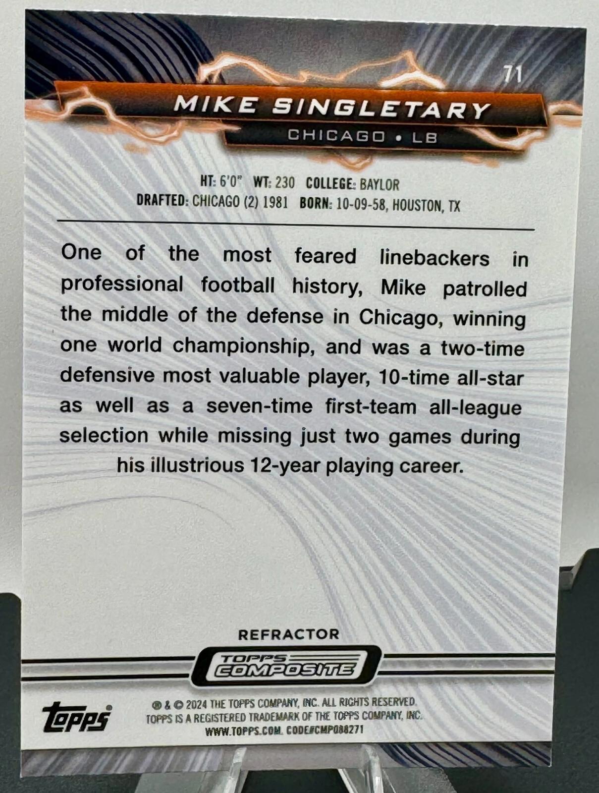 2023 Topps Composite - Resurgence Chrome Refractor - Mike Singletary #71