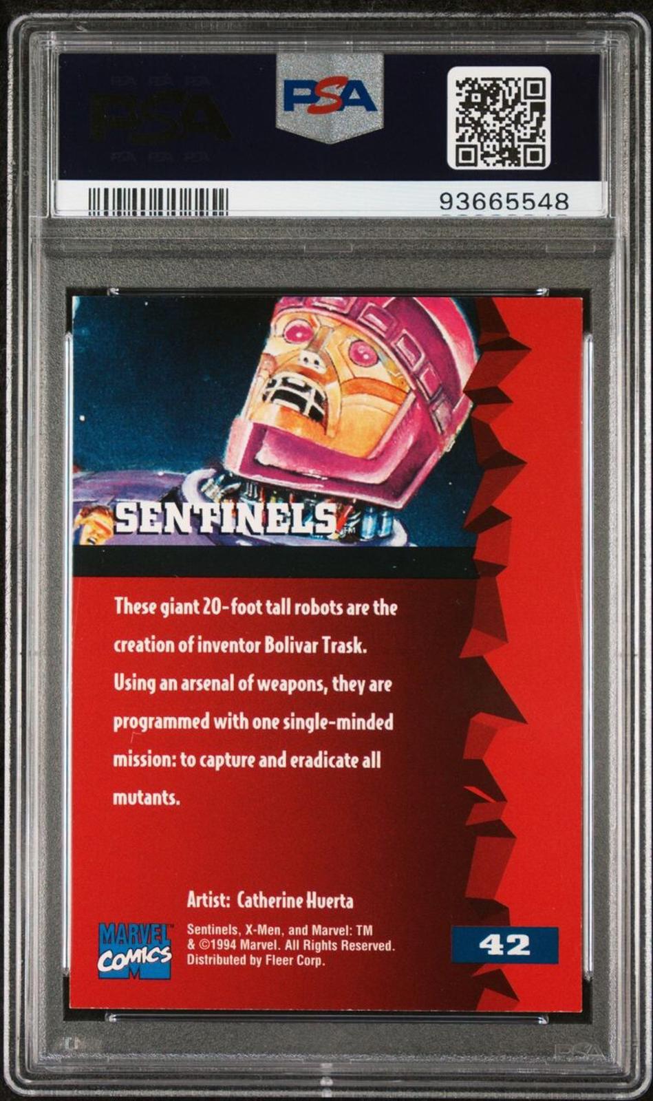 Marvel Fleer Ultra X-Men '95 Sentinels Trading Card #42 Embossed Gold Foil PSA 7