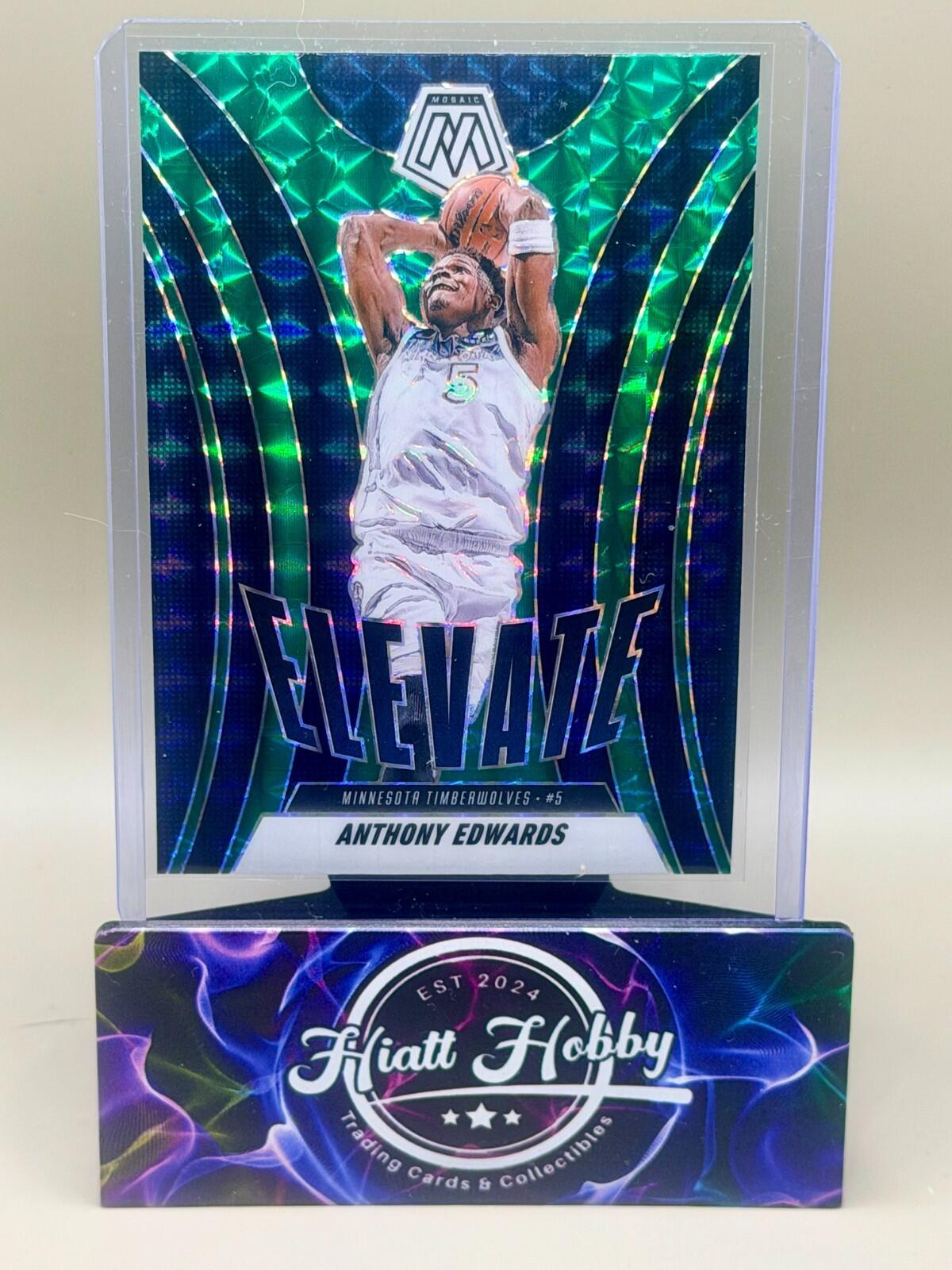 2024-25 Panini Mosaic Basketball - #3 Anthony Edwards - Elevate - Green Mosaic