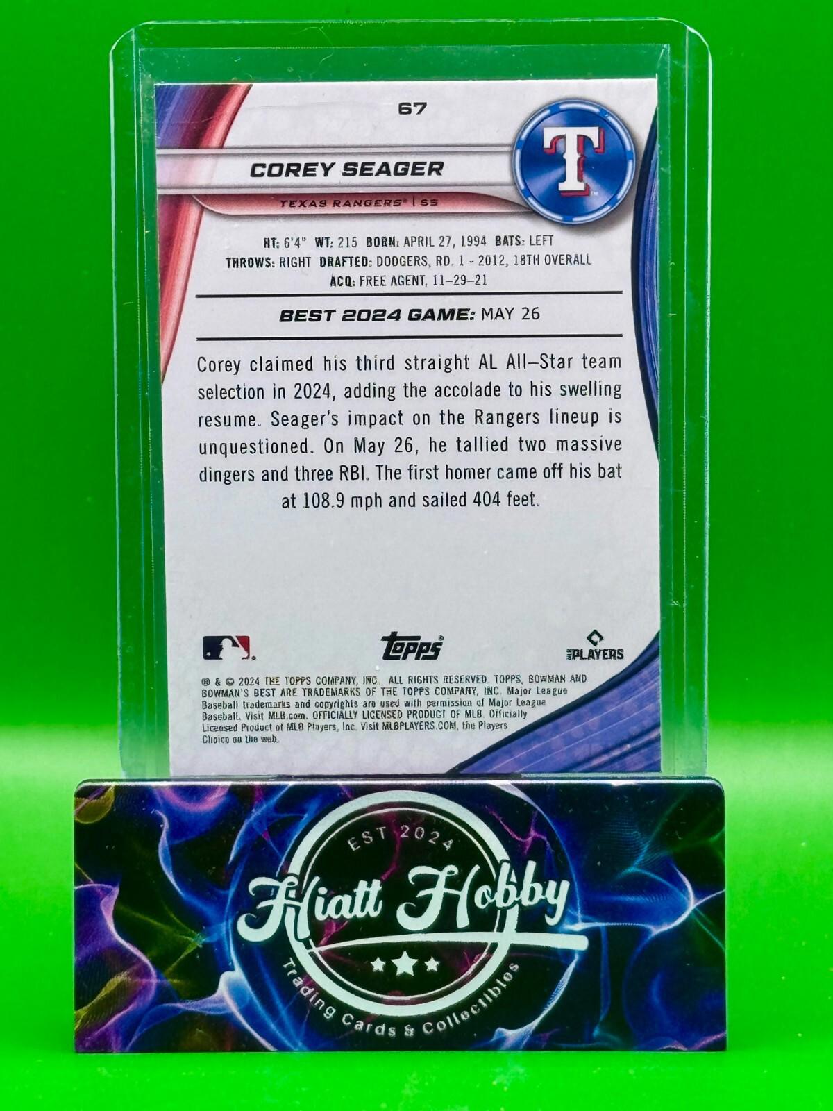 2024 Bowman's Best - Corey Seager #67 - Aqua Refractor /199