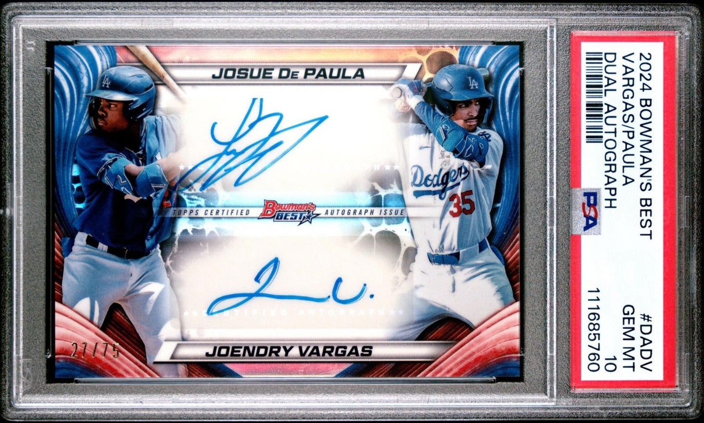 2024 Bowman's Best - Vargas / De Paula - Dual Auto /75 (RC, AU) - PSA 10