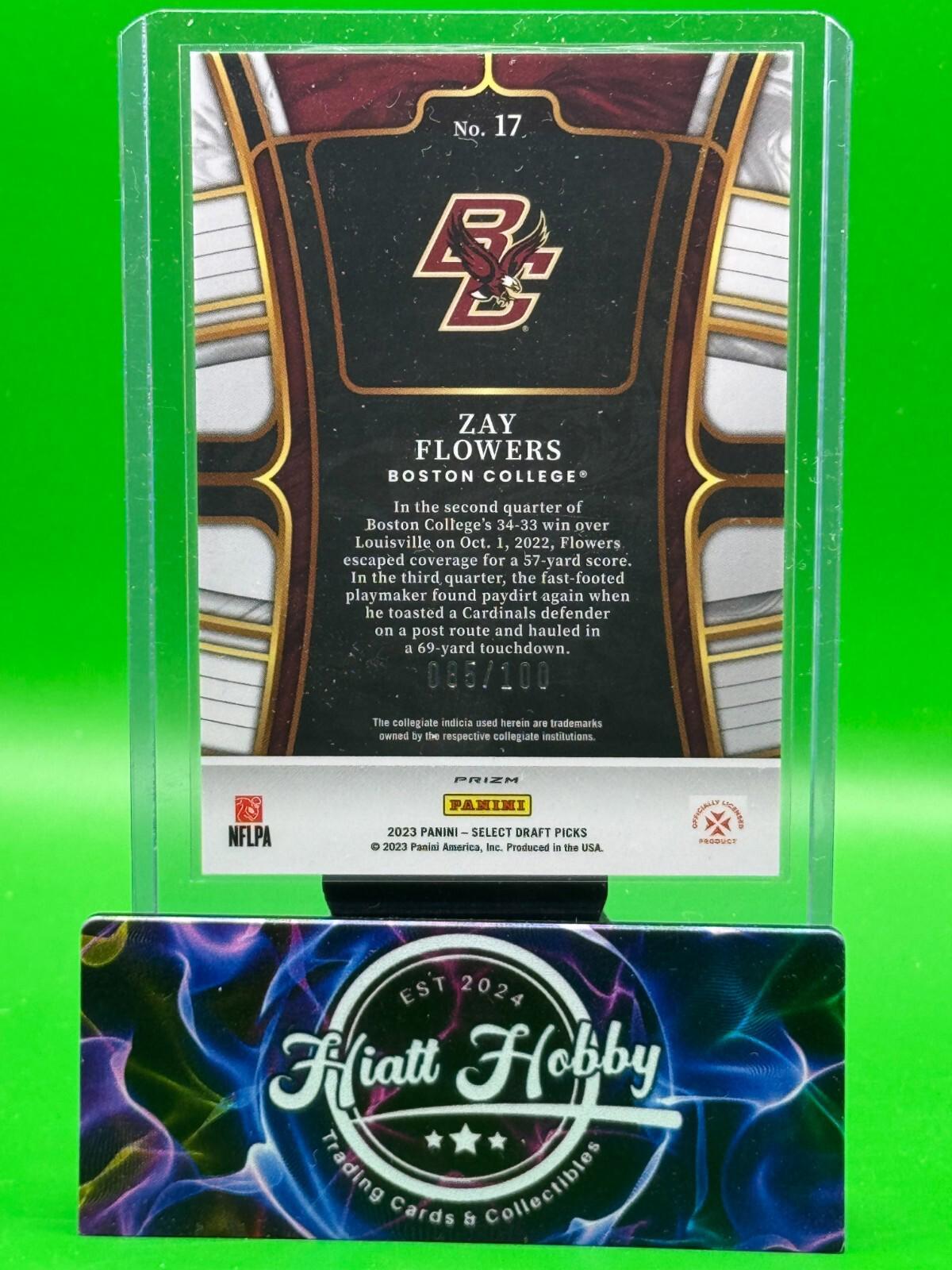 2023 Panini Select Draft Picks - Zay Flowers #17 - Black and Yellow Checker /100