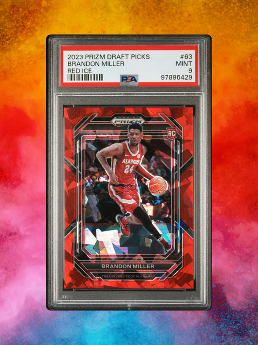 2023 Panini Prizm Draft Picks - Brandon Miller #63 - Red Ice - PSA 9