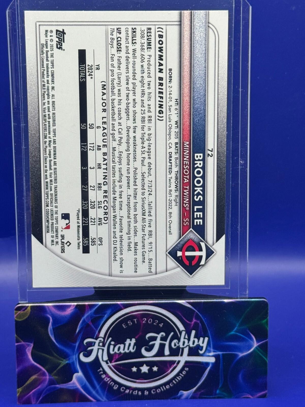 2025 Bowman - Brooks Lee #72 - Blue Boarder /150 - Color Match (RC)