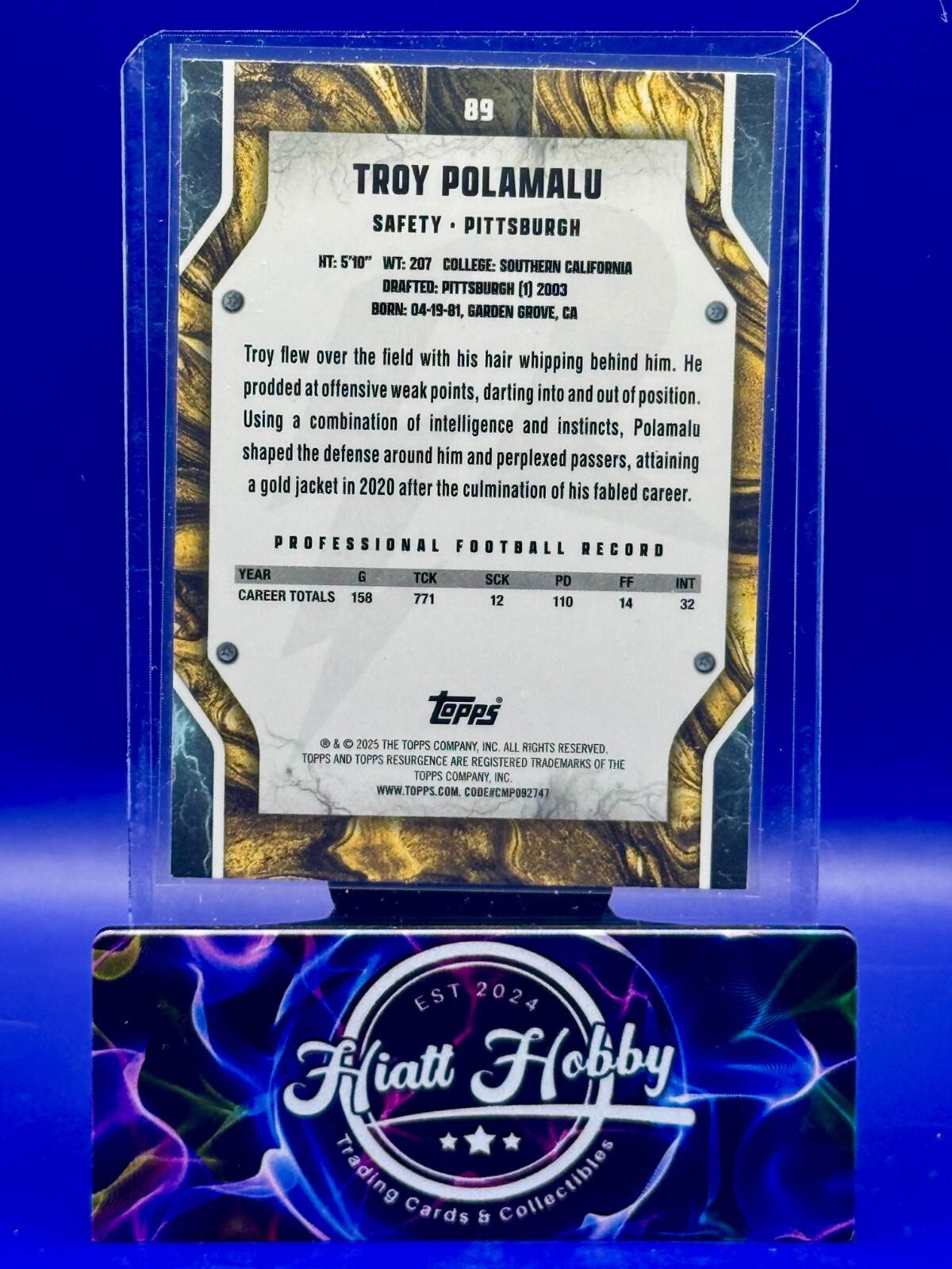 2024 Topps Resurgence - Troy Polamalu #89 - Blue & Orange Spark