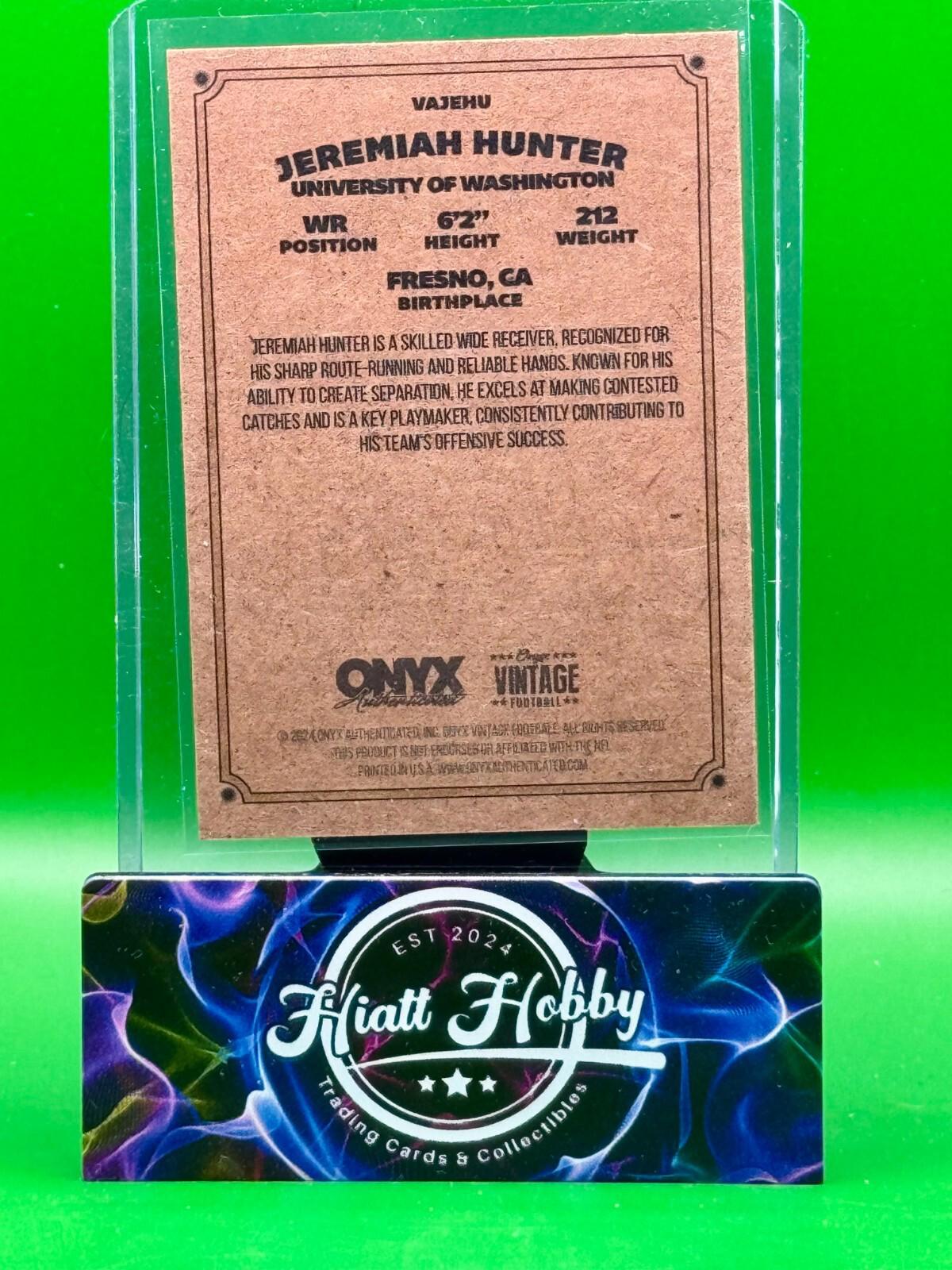 2024 Onyx Vintage Football - Jeremiah Hunter #VAJEHU - Auto
