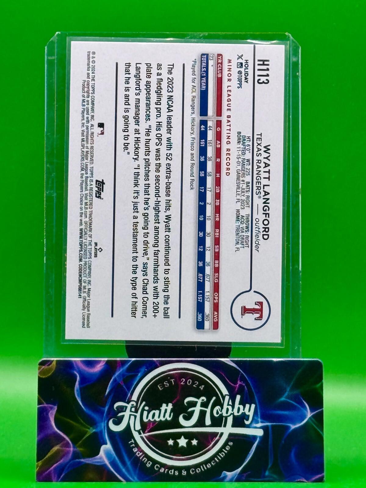 2024 Topps Holiday - Wyatt Langford #H113 - Red Plaid(RC)