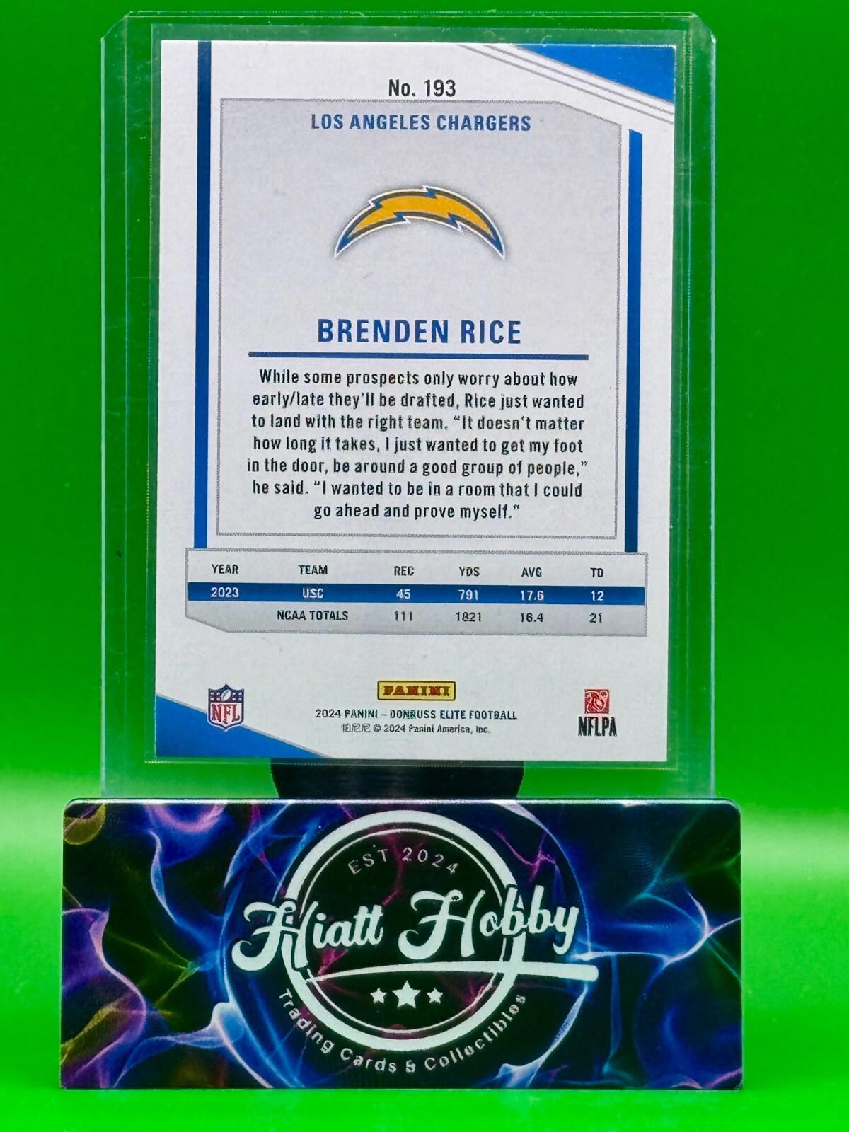 2024 Donruss Elite - Brenden Rice #193 - Pink (RC)