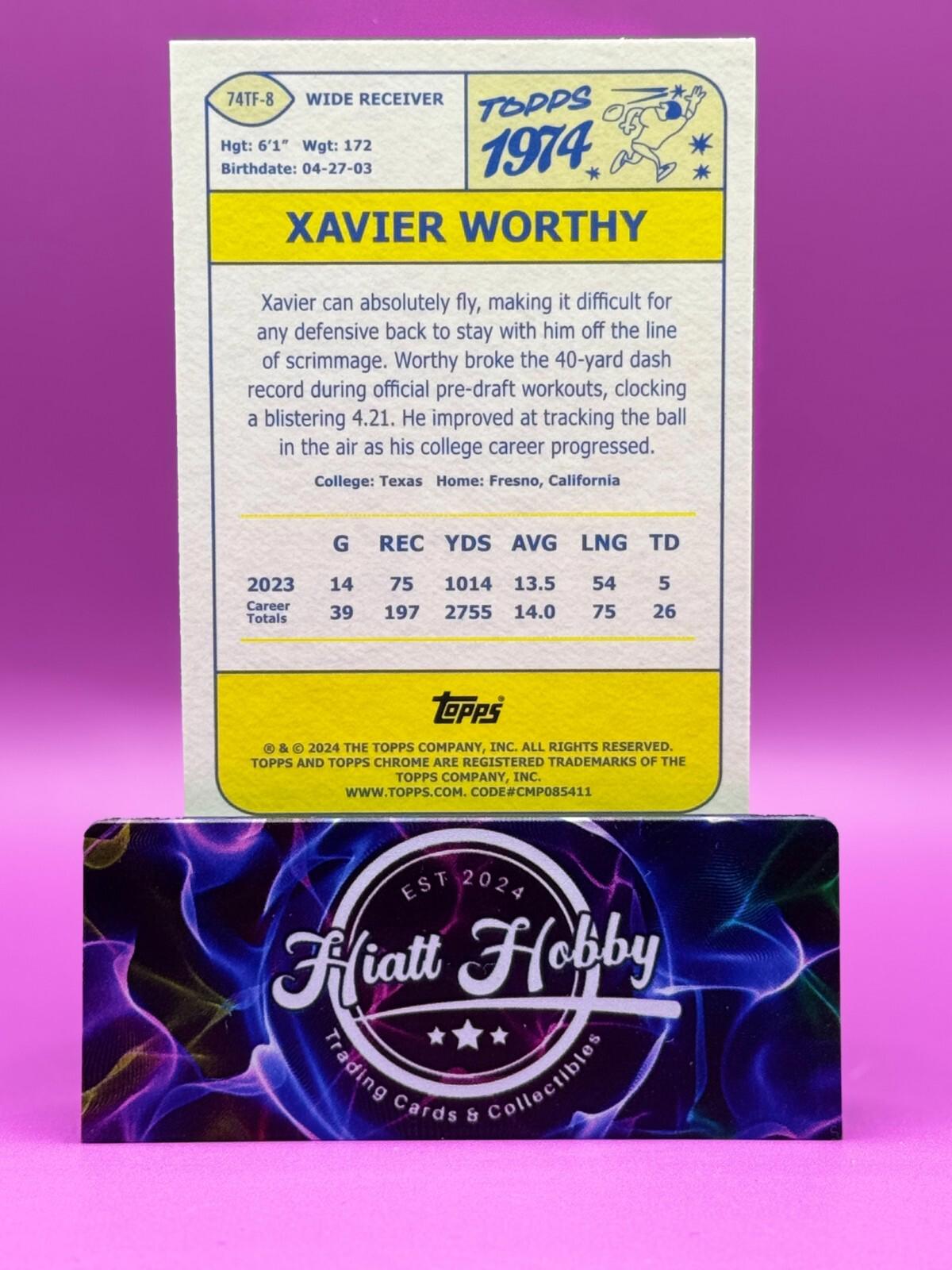 2024 Topps Chrome Football - Xavier Worthy #74TF-8 - 1974 Topps SP (RC)