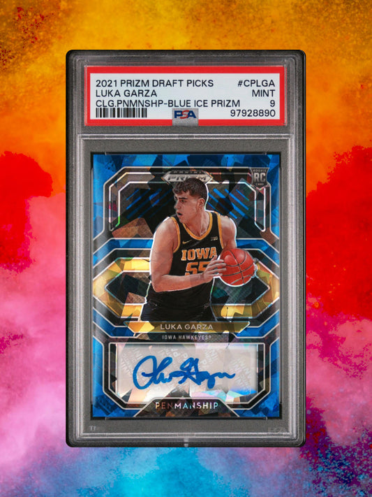 2021 Panini  Prizm Draft Picks - Luka Garza #CPLGA Clg Pnmnshp /75 - PSA 9