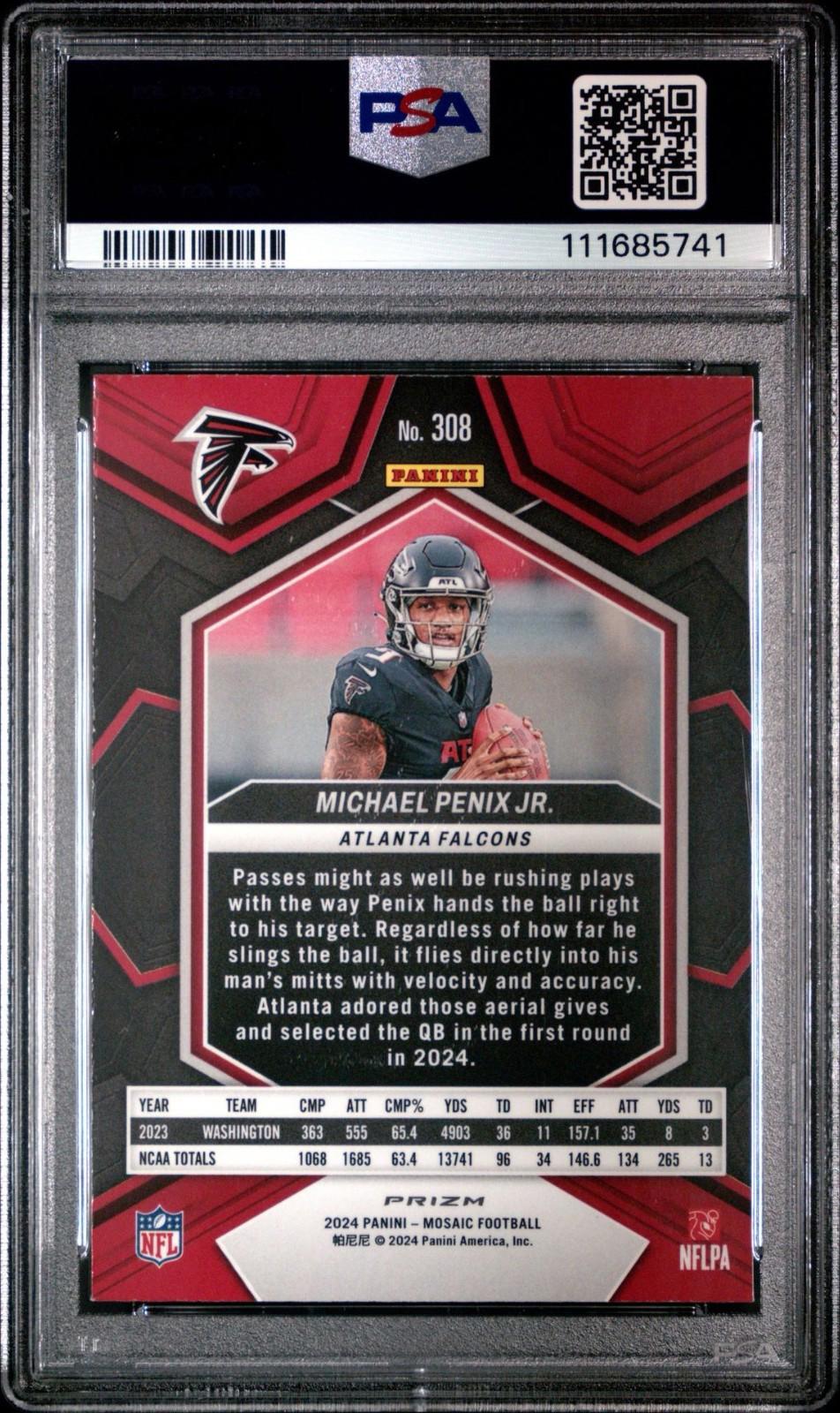 2024 Panini Mosaic - Michael Penix Jr #308 (RC) - PSA 9
