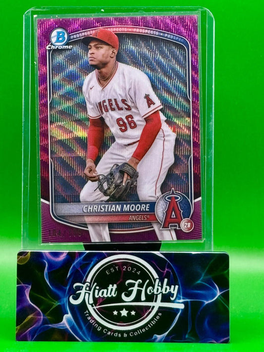 2025 Bowman Chrome - Christian Moore #BCP-107 - Purple Wave /199