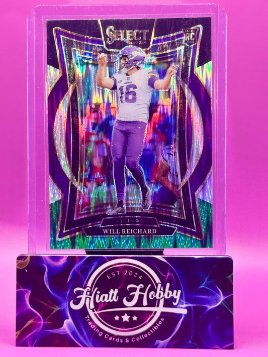 2024 Panini Select Will Reichard #21 - Concourse Black & Green Shock Prizm (RC)