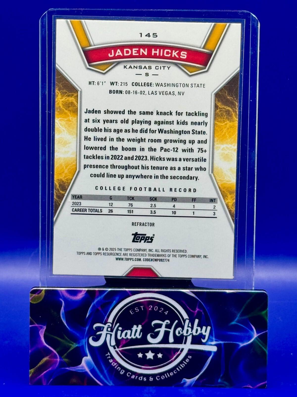 2024 Topps Resurgence - Rookies Jaden Hicks #145 - Refractor (RC)