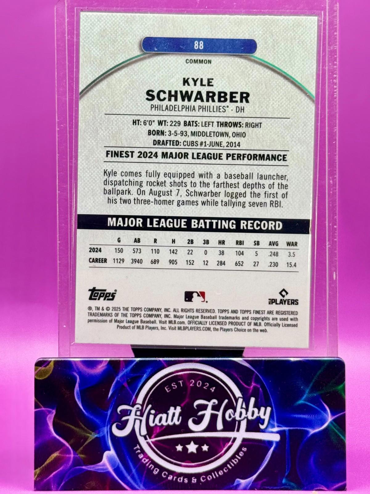 2025 Topps Finest - Kyle Schwarber #88 - Common - X-Fractor