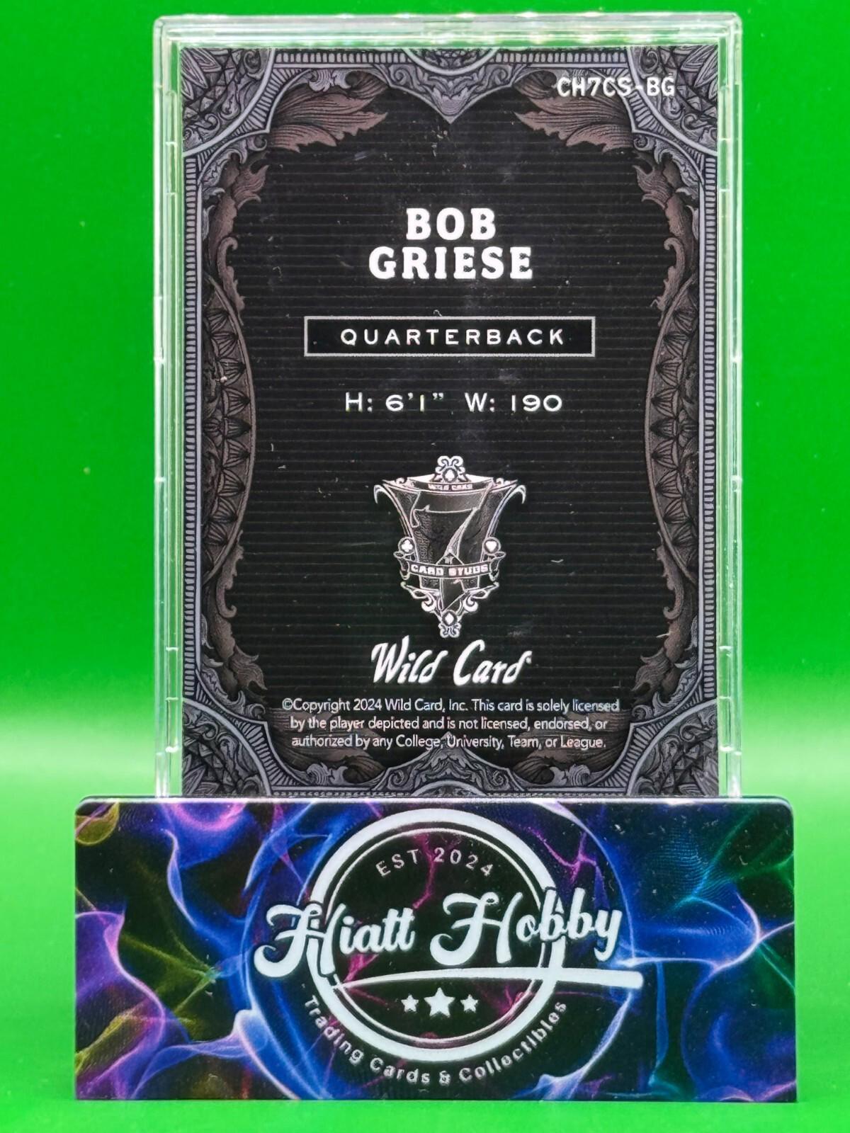 2024 Wild Card 7-Card Stud - Bob Griese #CH7CS-BG - Black 1/1