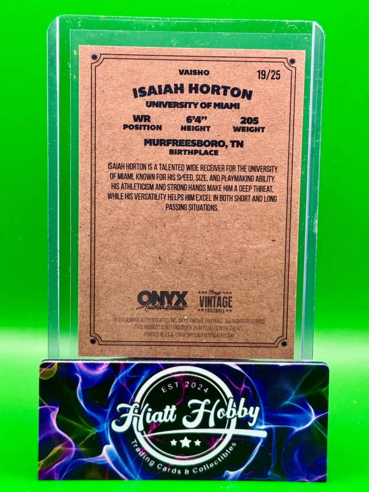 2024 Onyx Vintage Football - Isaiah Horton #VAISHO - Red Auto /25 (AU, RC)