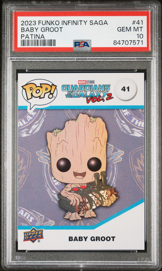 2023 UPPER DECK FUNKO POP MARVEL  BABY GROOT PATINA #41  PSA 10