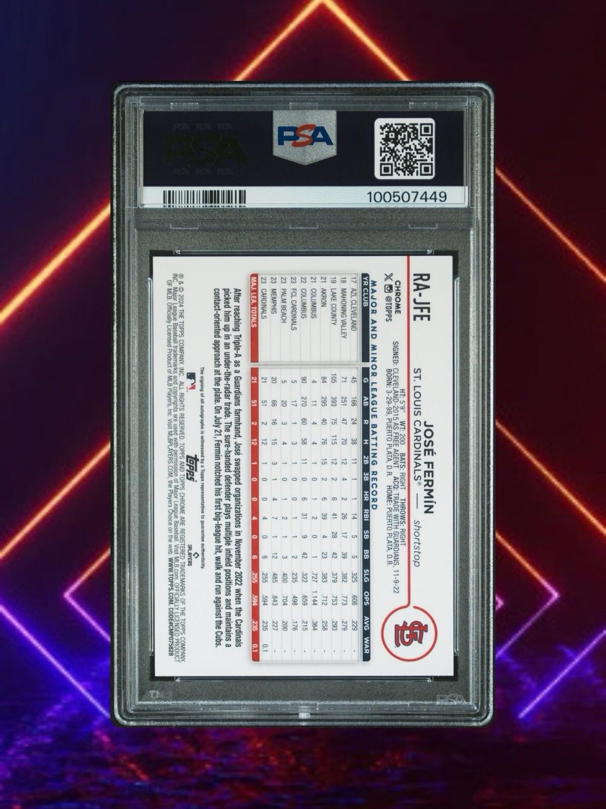 2024 Topps Chrome - Jose Fermin RA-JFE - Purple Speckle Auto /299 - PSA 7