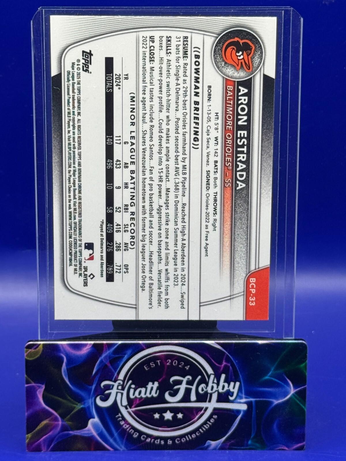 2025 Bowman Chrome - Aron Estrada #BCP-33 - Purple Reptillian 199/199 (RC)