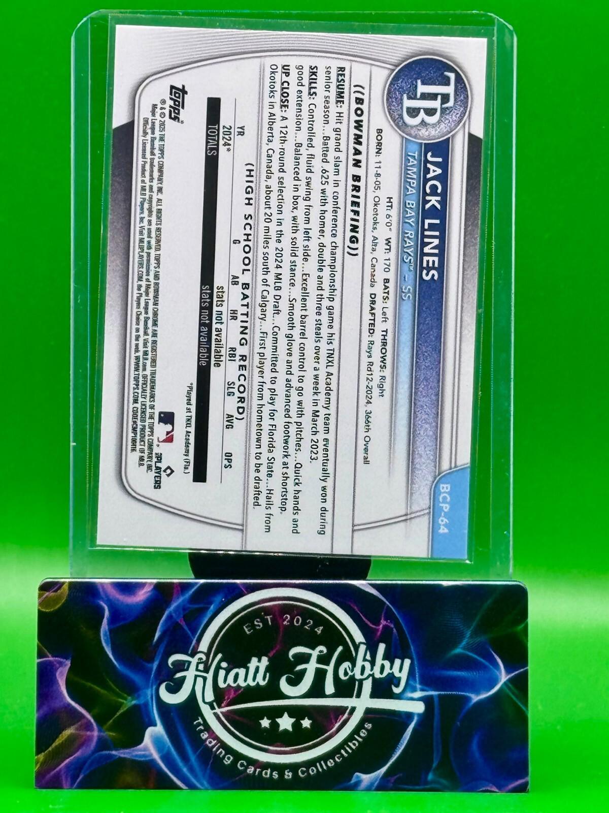 2025 Bowman Chrome - Jack Lines #BCP-64 - Reptillian Refractor