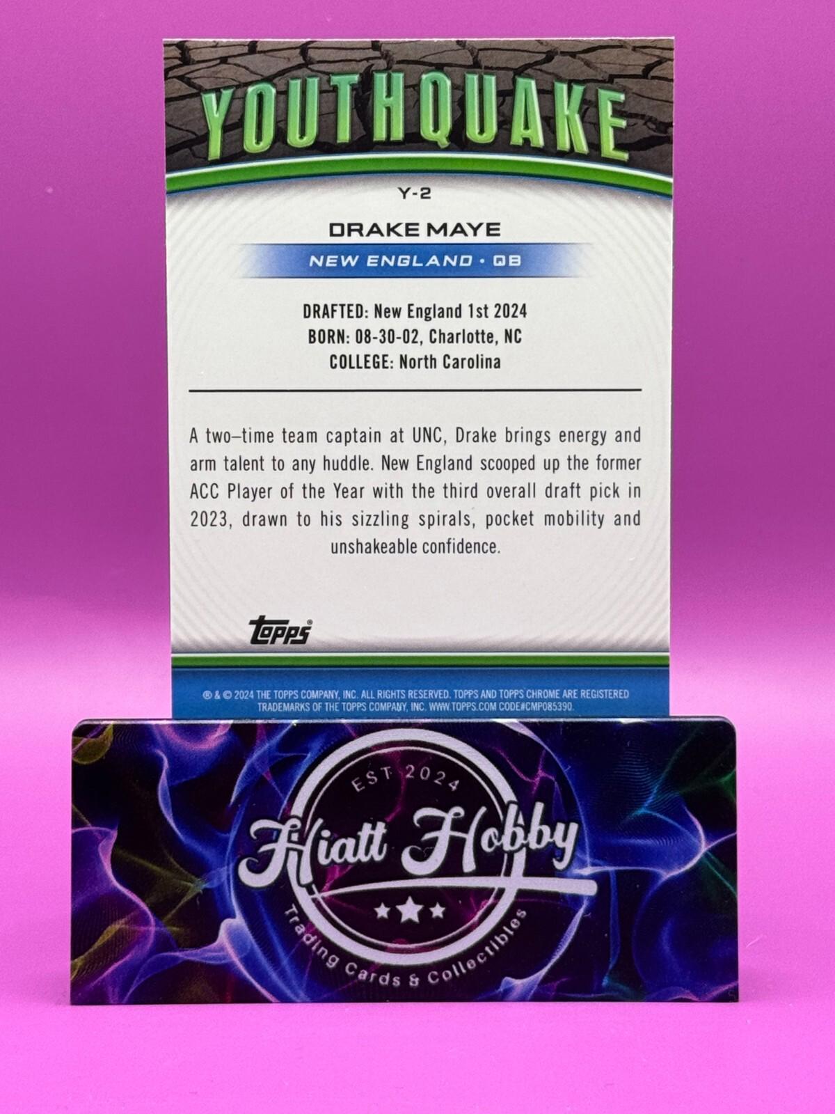 2024 Topps Chrome Football - Drake Maye #Y-2 - Youthquake - X-Fractor (RC)