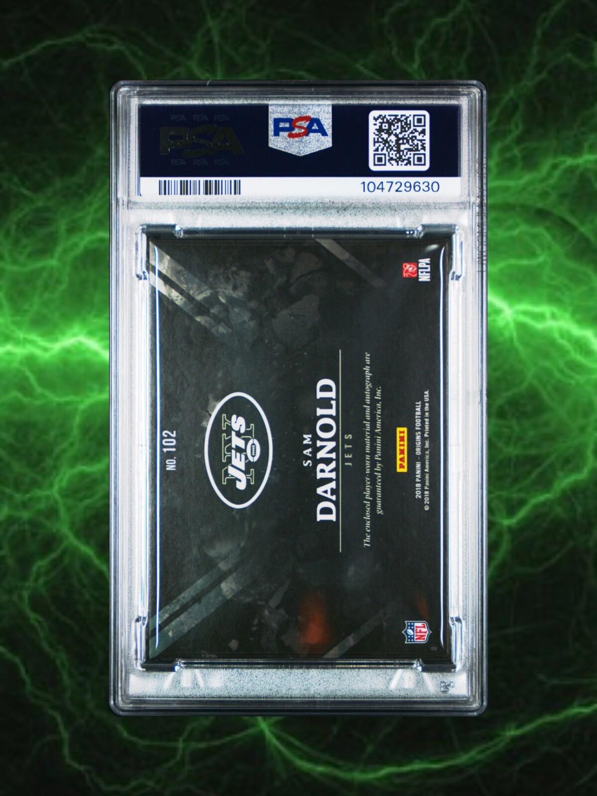 2018 Panini Origins - Rookie Jumbo Patch Auto Sam Darnold #102 PSA (AU, MEM, RC)