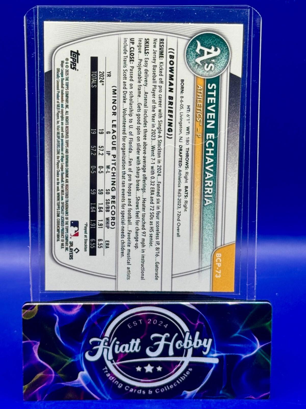 2025 Bowman  Chrome Prospects Steven Echavarria #BCP-73 Reptilian Refractor (RC)