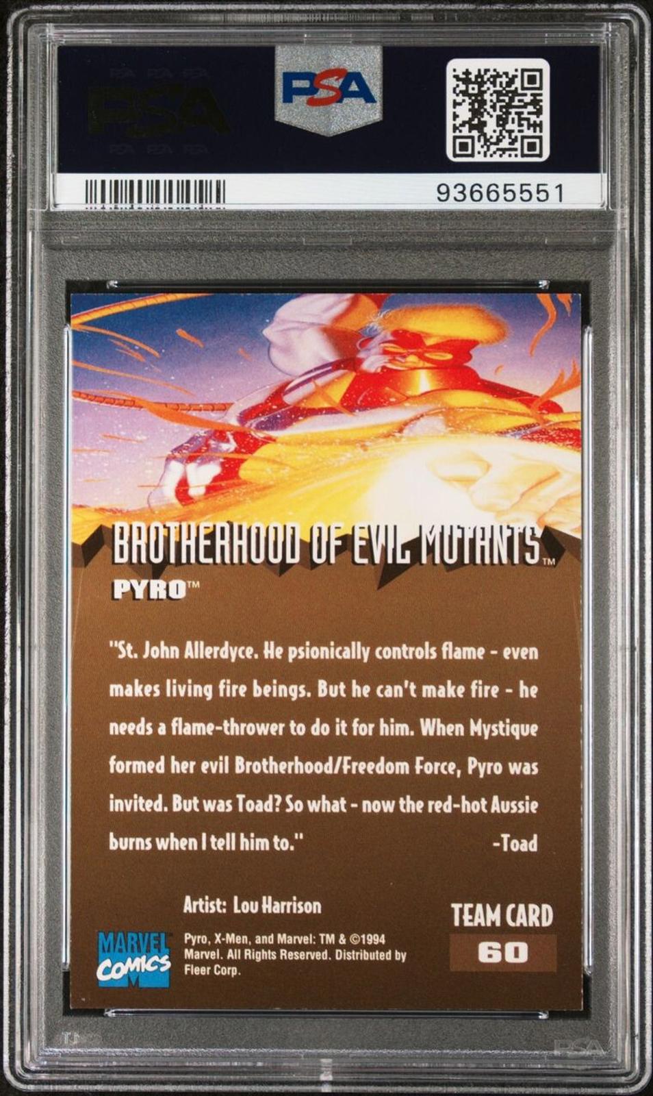 1995 Fleer Ultra X-Men Pyro #60 (NEAR MINT PSA 7)