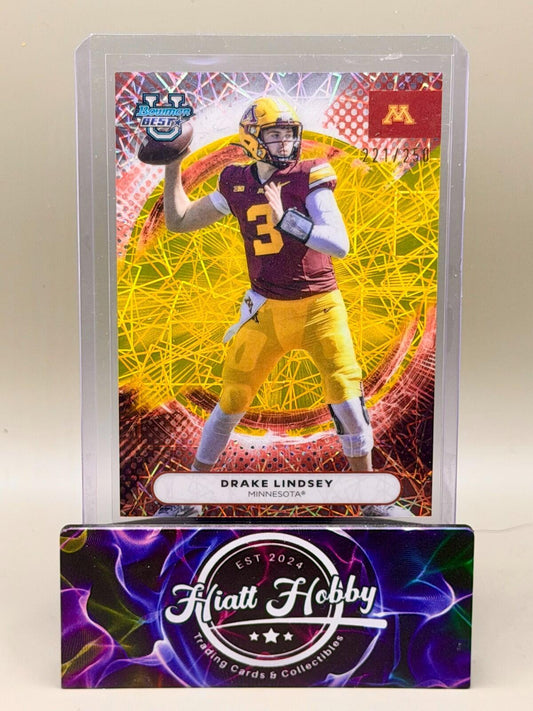 2025 Bowman's Best U - #76 Drake Lindsey - Yellow Laser /250