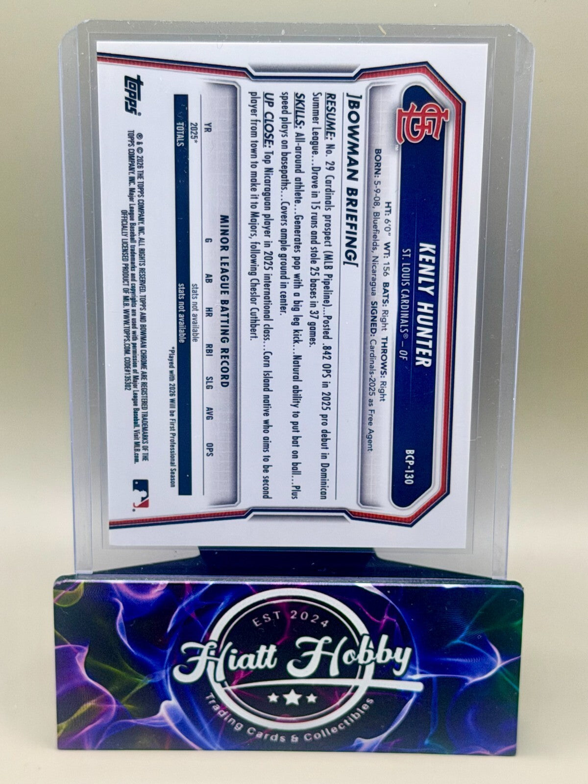 2026 Bowman Chrome Baseball - #BCP-130 Kenly Hunter - Reptilian Refractor (1st)