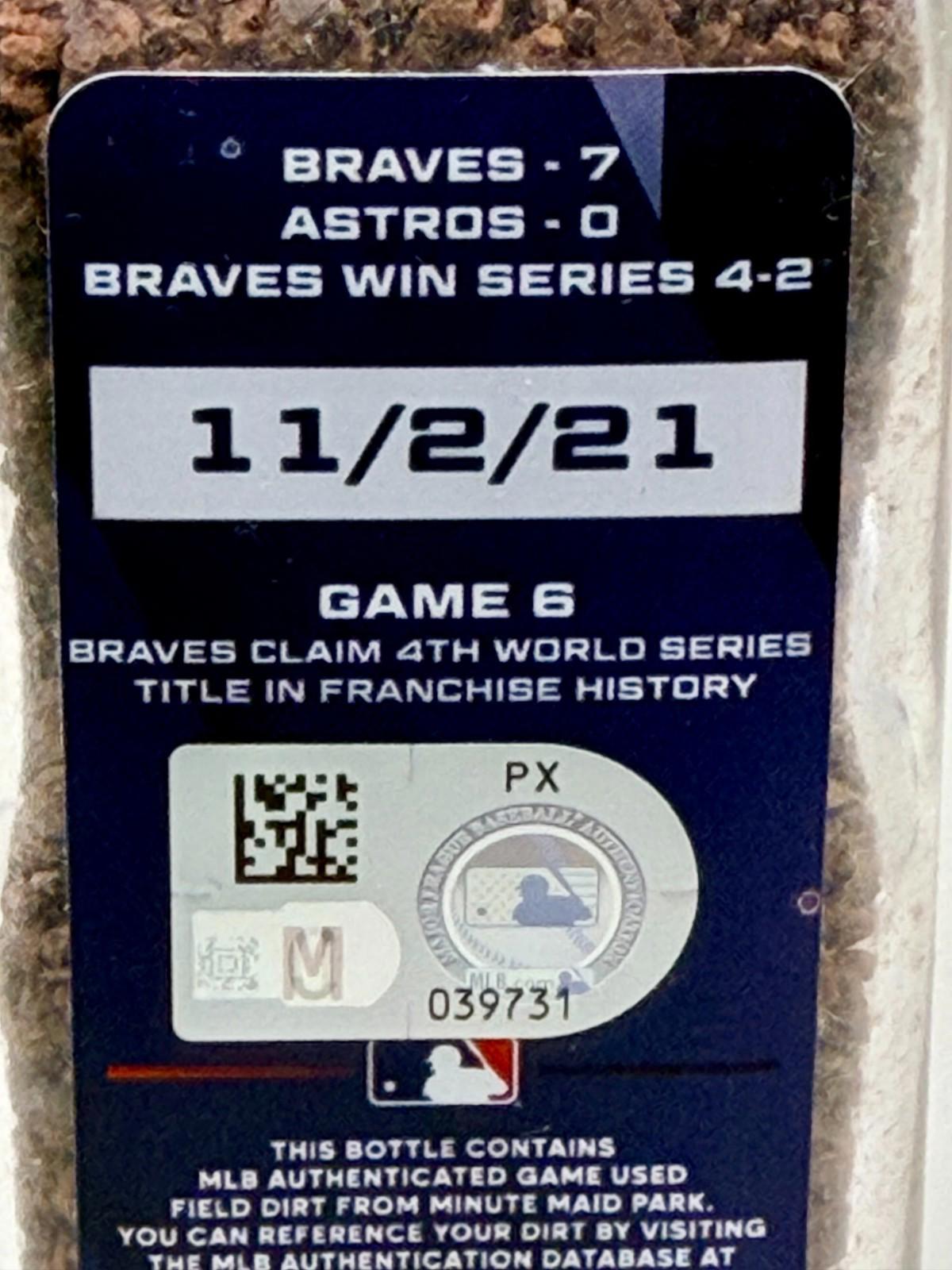 2021 World Series Game 6 Field Dirt - Braves World Series Champs