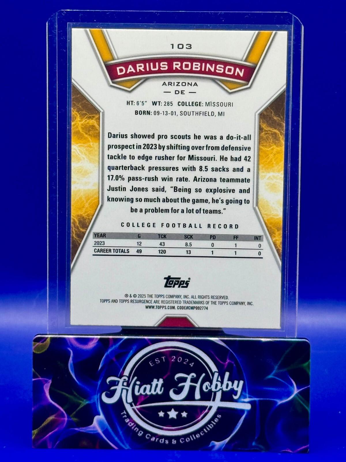 2024 Topps Resurgence - Rookies Darius Robinson #103 - Prism Refractor (RC)
