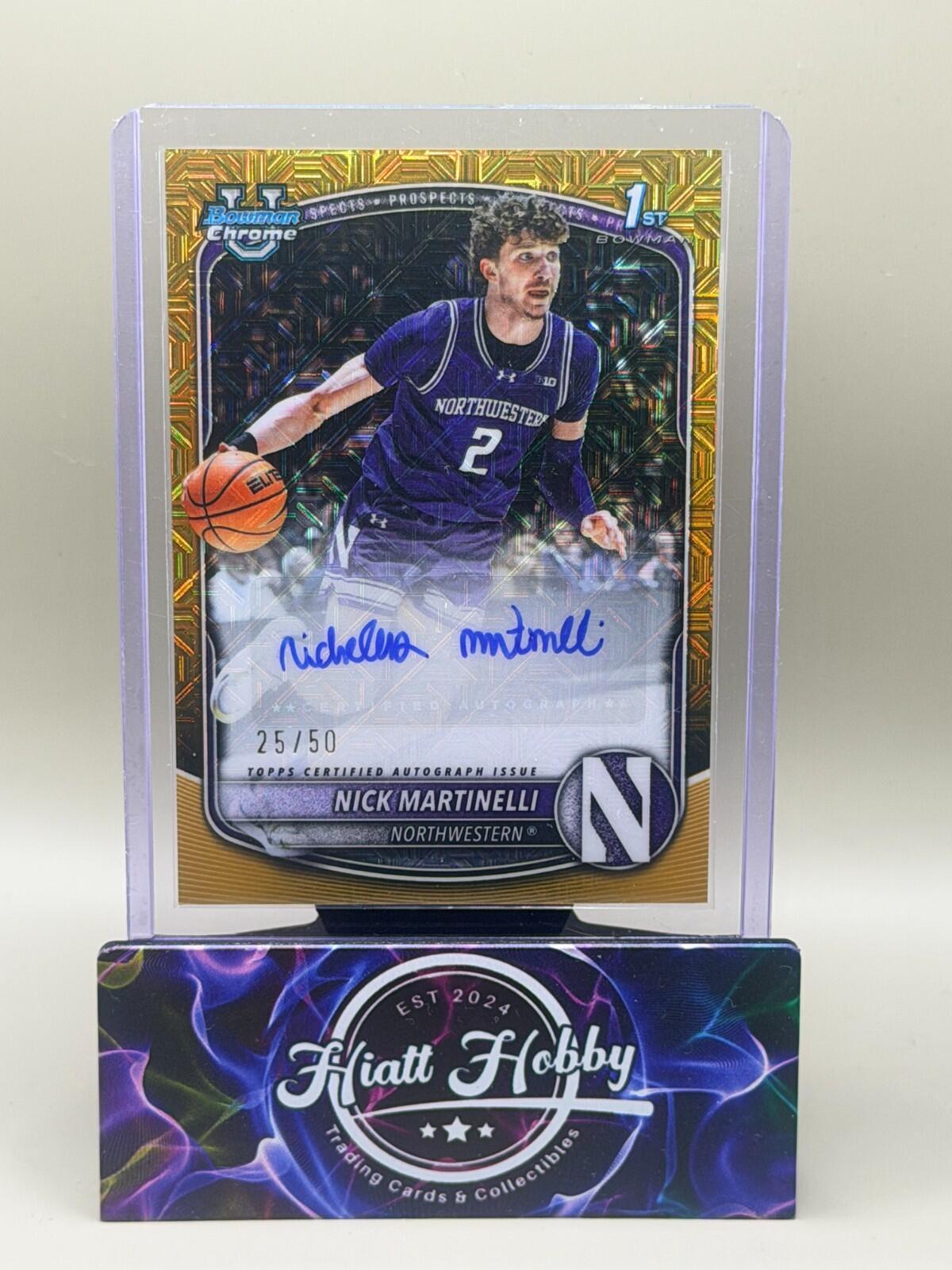 2025-26 Bowman Chrome Basketball #CPA-NM Nick Martinelli Gold Mojo Auto /50 1st