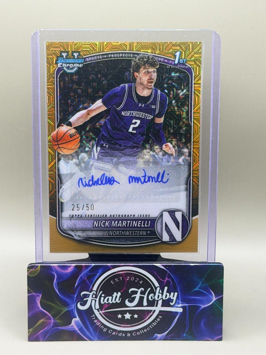 2025-26 Bowman Chrome Basketball #CPA-NM Nick Martinelli Gold Mojo Auto /50 1st