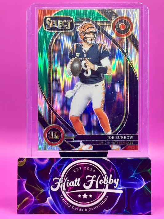 2024 Panini Select - Club Level Joe Burrow #230 Black & Green Shock Prizm