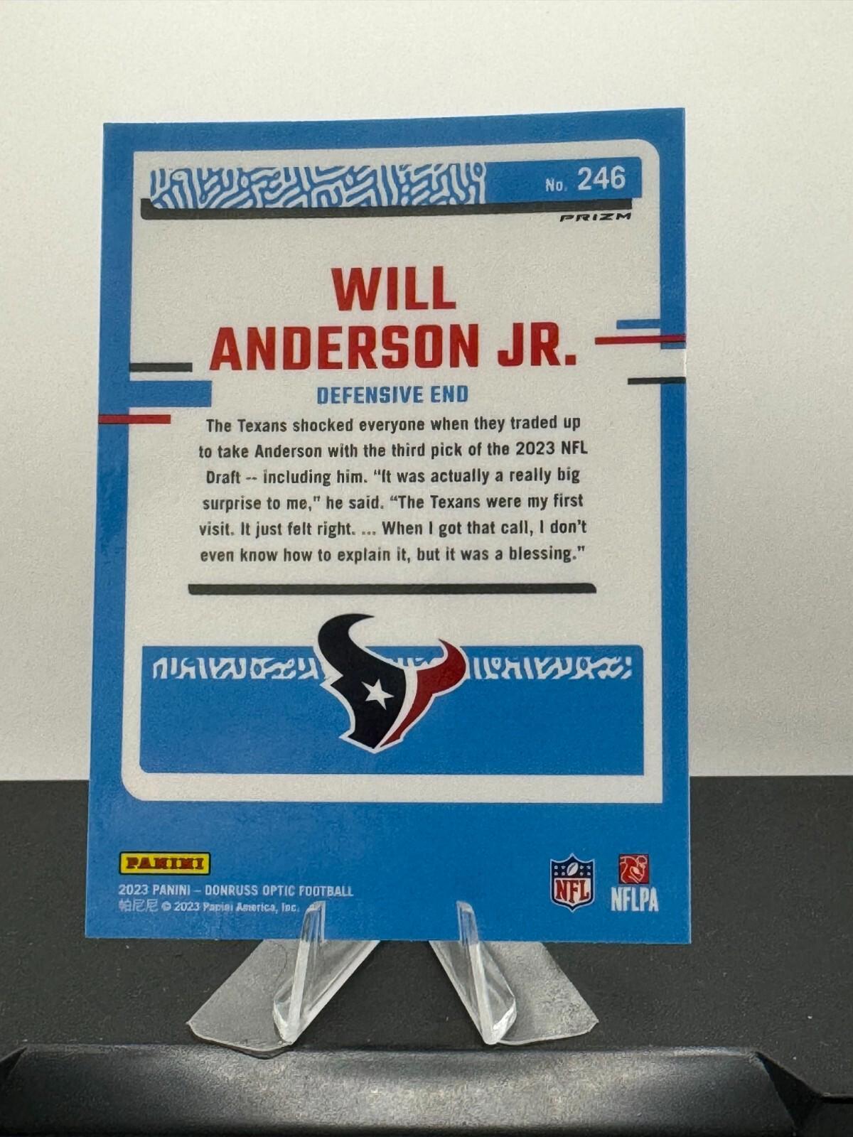 2023 Panini Donruss Optic - Rated Rookie #246 Will Anderson (RC) - Holo Prizm