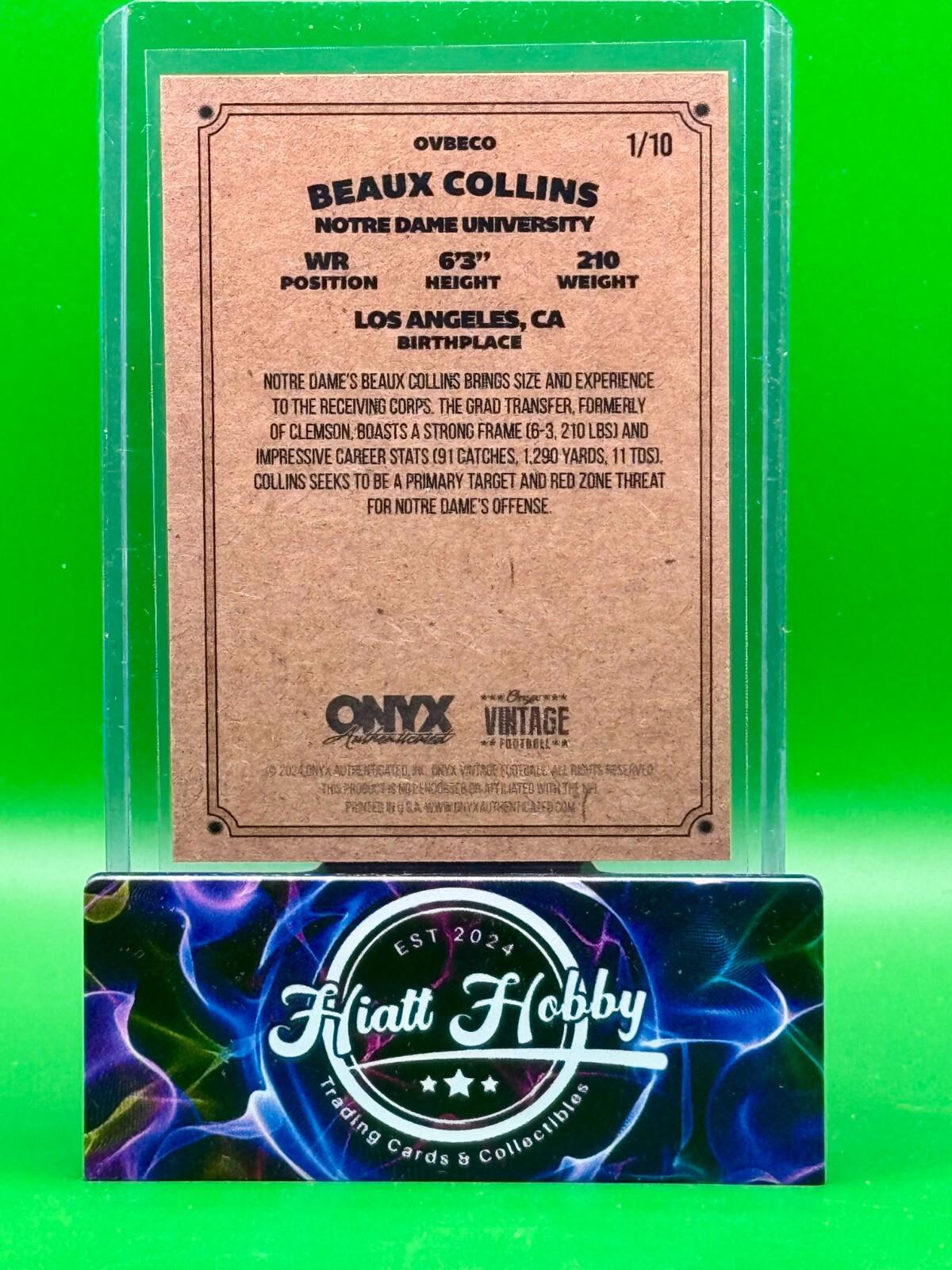2024 Onyx Vintage Football - Beaux Collins #OVBECO - Black 1/10