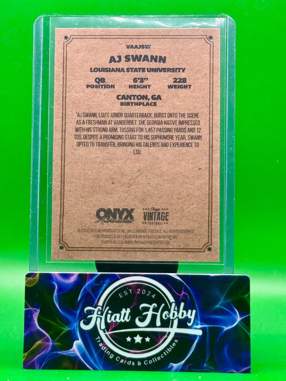 2024 Onyx Vintage Football - AJ Swann #VAAJSW - Auto