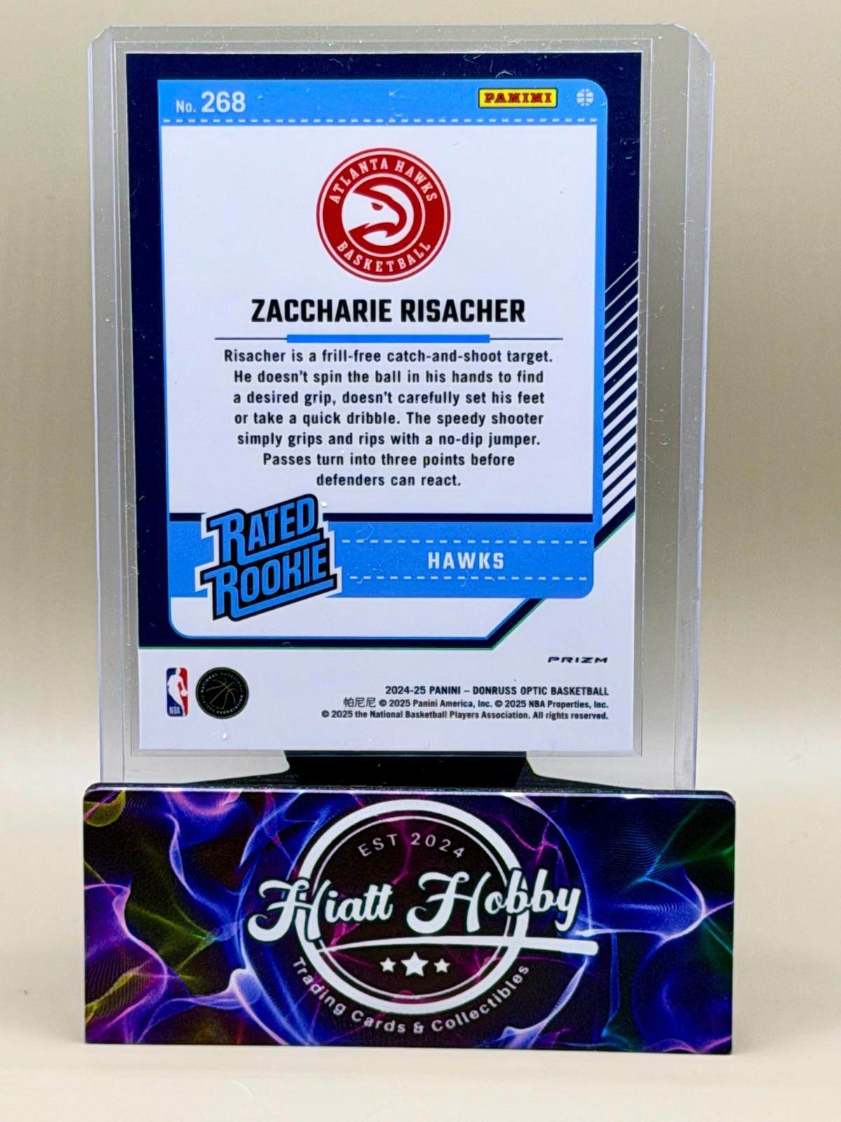 2024-25 Panini Donruss Optic - Zaccharie Risacher #268 - Purple Shock Prizm (RC)