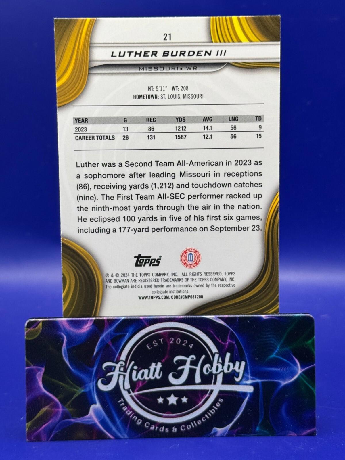 2024 Bowman's Best U Football - Luther Burden III #21 - Aqua Refractor /225