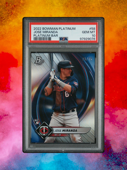 2022 Bowman Platinum - Jose Miranda #58 - Platinum Bar RC /75 - PSA 10